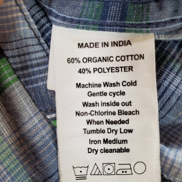 Prana Shirt Men XL Blue Green Madras Plaid Silver Snap Casual Button Up Western - Picture 15 of 15